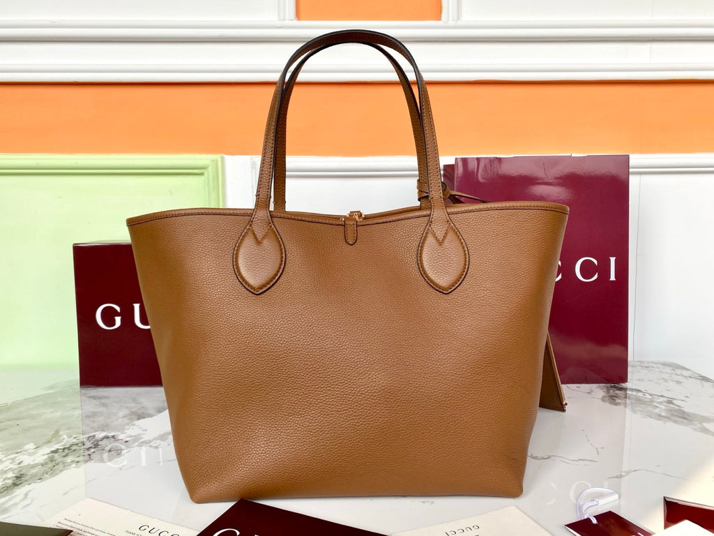 Gucci Women's Totissima Large Reversible Tote Bag in Brown Leather #333292