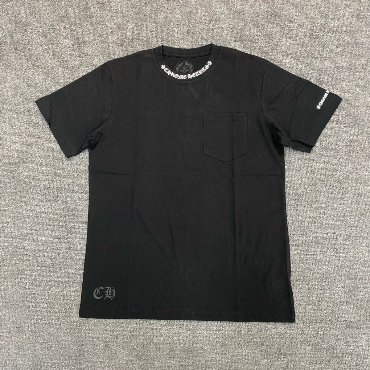 Chrome Hearts Men's and Women's Summer Neckline Sanskrit Letter Round Neck Cotton Short Sleeve T-shirt #72329