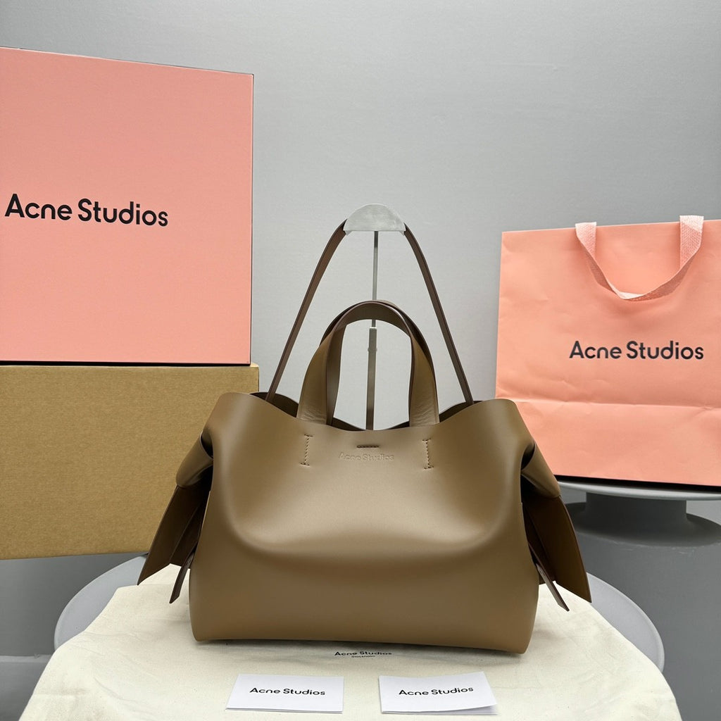Acne Studios Tote Twisted Knot Decoration Engraved Logo Magnetic Closure Crossbody Bag #332333