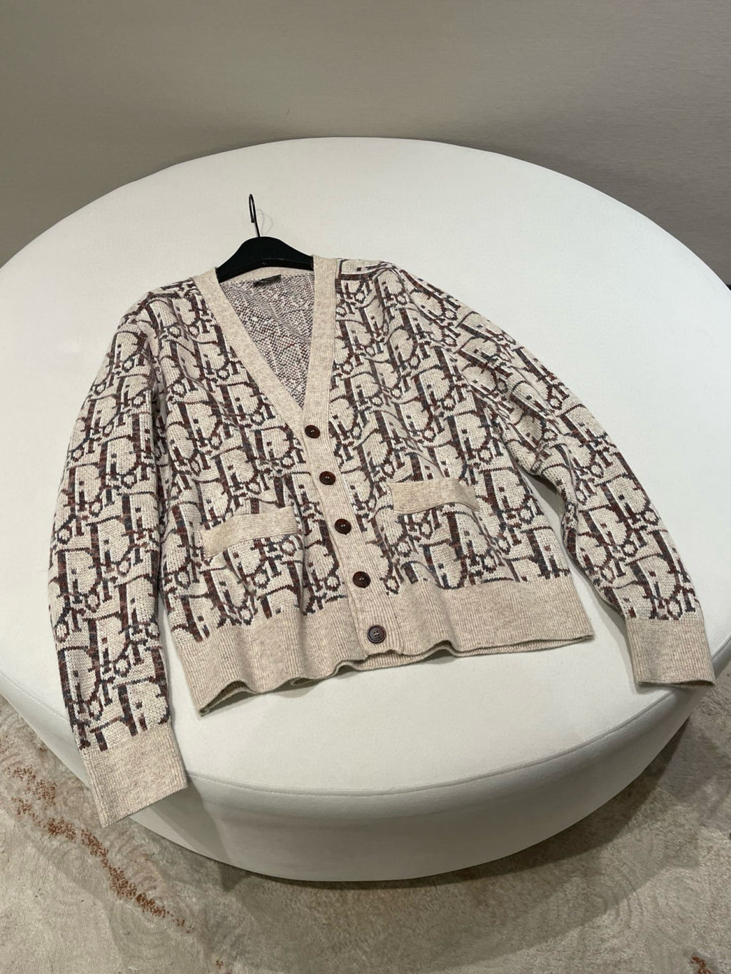 Dior Men's Spring And Summer Logo Kacquard V-Neck Single-Breasted Wool Knit Cardigan Jacket #97553