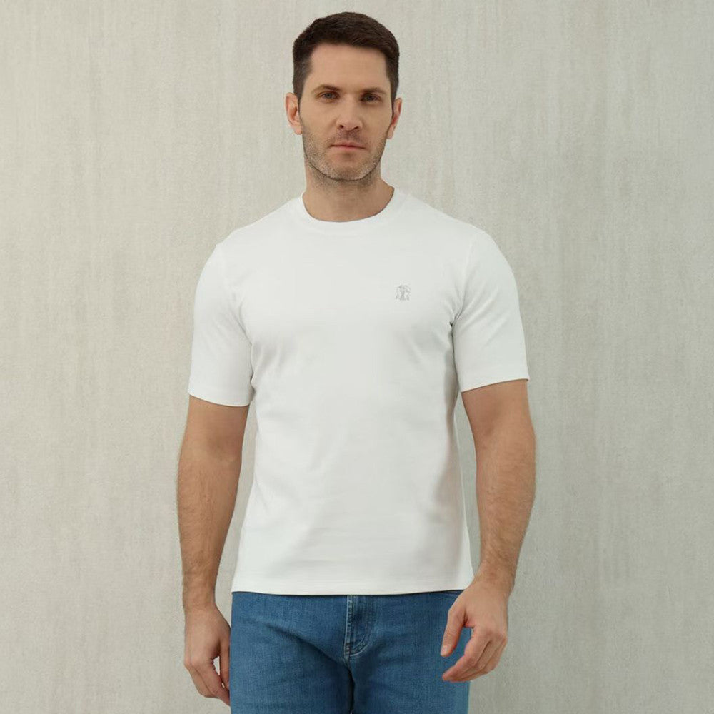 Brunello Cucinelli Cotton Jersey Slim Fit Crew Neck T-shirt With Logo #376925