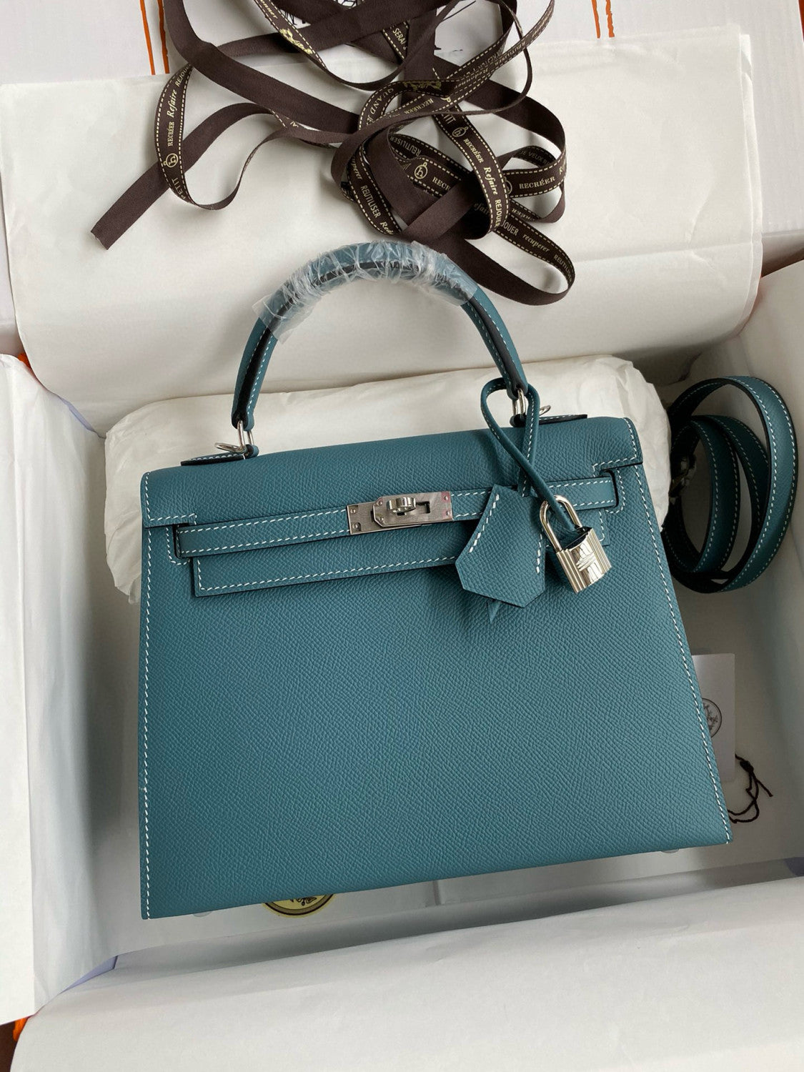 Hermes Kelly 25cm/28cm/32cm Epsom Original Leather Top-Grade Leather Handbag Bag Handcrafted Leather Bag From The Original Factory's Premium Custom Collection #194844