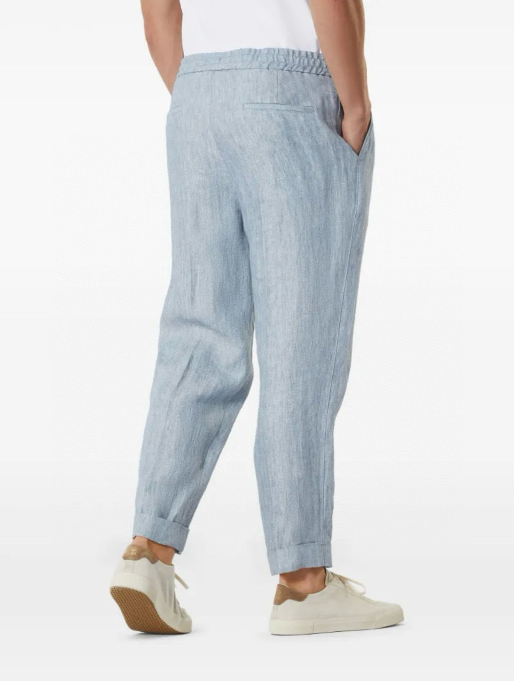 Brunello Cucinelli Men's Four-Season Drawstring Tie-Waist Plain-Colored Fitted Casual Linen Pants Ngvp #2296