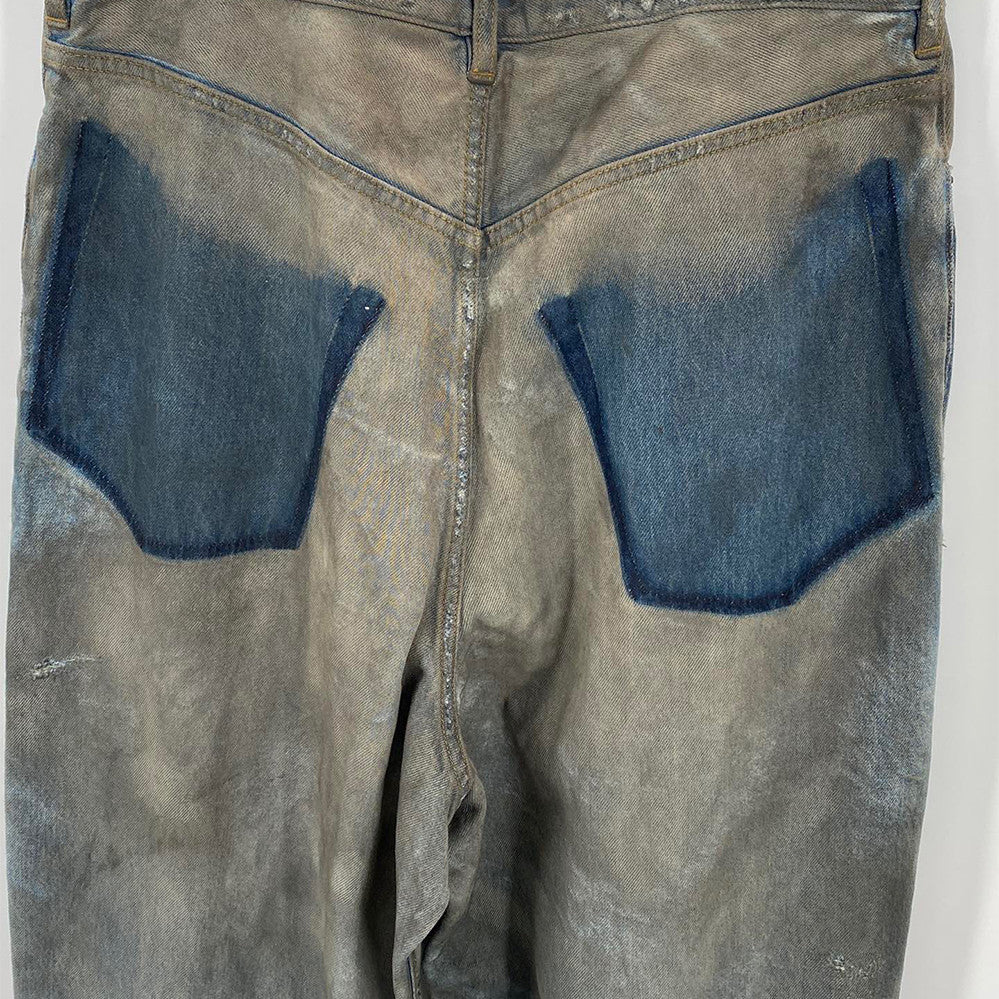 Balenciaga Patched Pockets Baggy Jeans In Blue Denim Pants Ngvp #6367