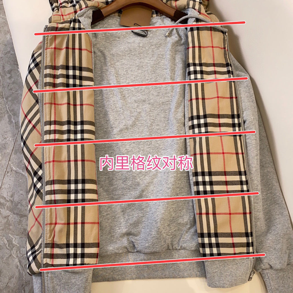 Burberry Zip Sport Hooded Sweatshirt Grey #96112