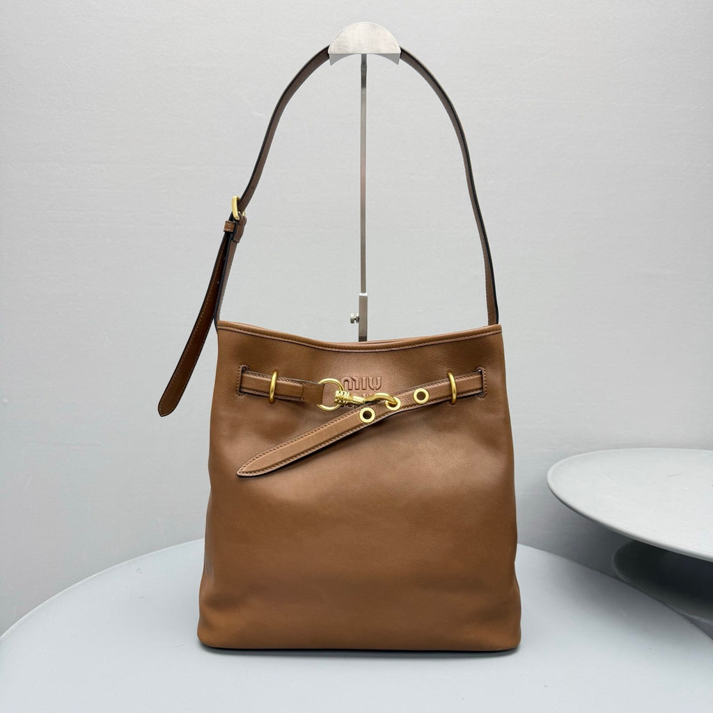 MiuMiu Oak Aventure Nappa Leather Bucket Bag #378368