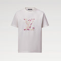 Louis Vuitton x Men's Floral Embroidered Round Neck Cotton Solid Color Summer Straight Short Sleeve T-Shirt #81353