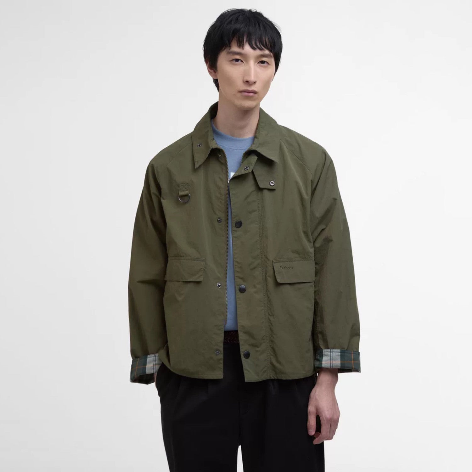 Barbour Men's Spring/Fall Fashion Classic Solid Color Lapel Single Breasted Waterproof Polyester Blend Fabric Casual Oversized Jacket #79495
