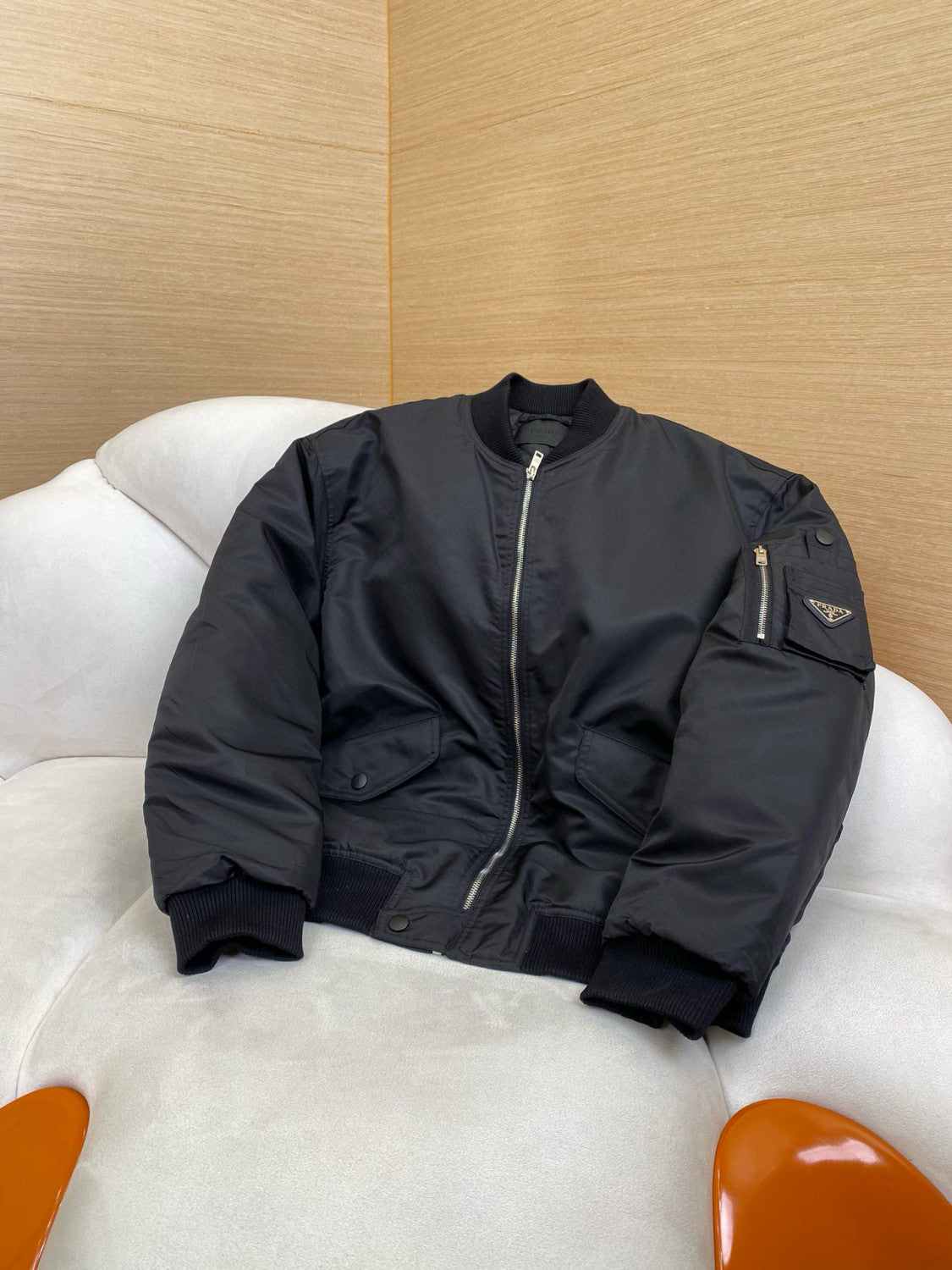 Prada Men's Fall And Winter Recycled Nylon Fabric Zipper Long Sleeve Jacket #75271