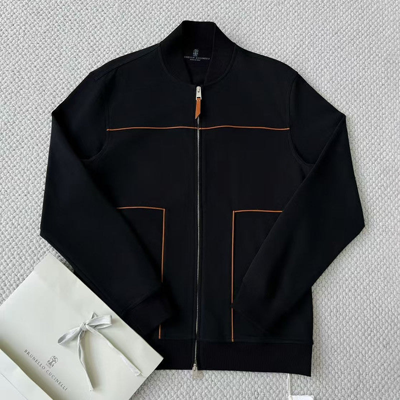 Brunello Cucinelli Men's Spring and Autumn Hooded Long Sleeve Cotton Casual Sports Sweatshirt Zipper Long Sleeve Jacket Ngvp #1766