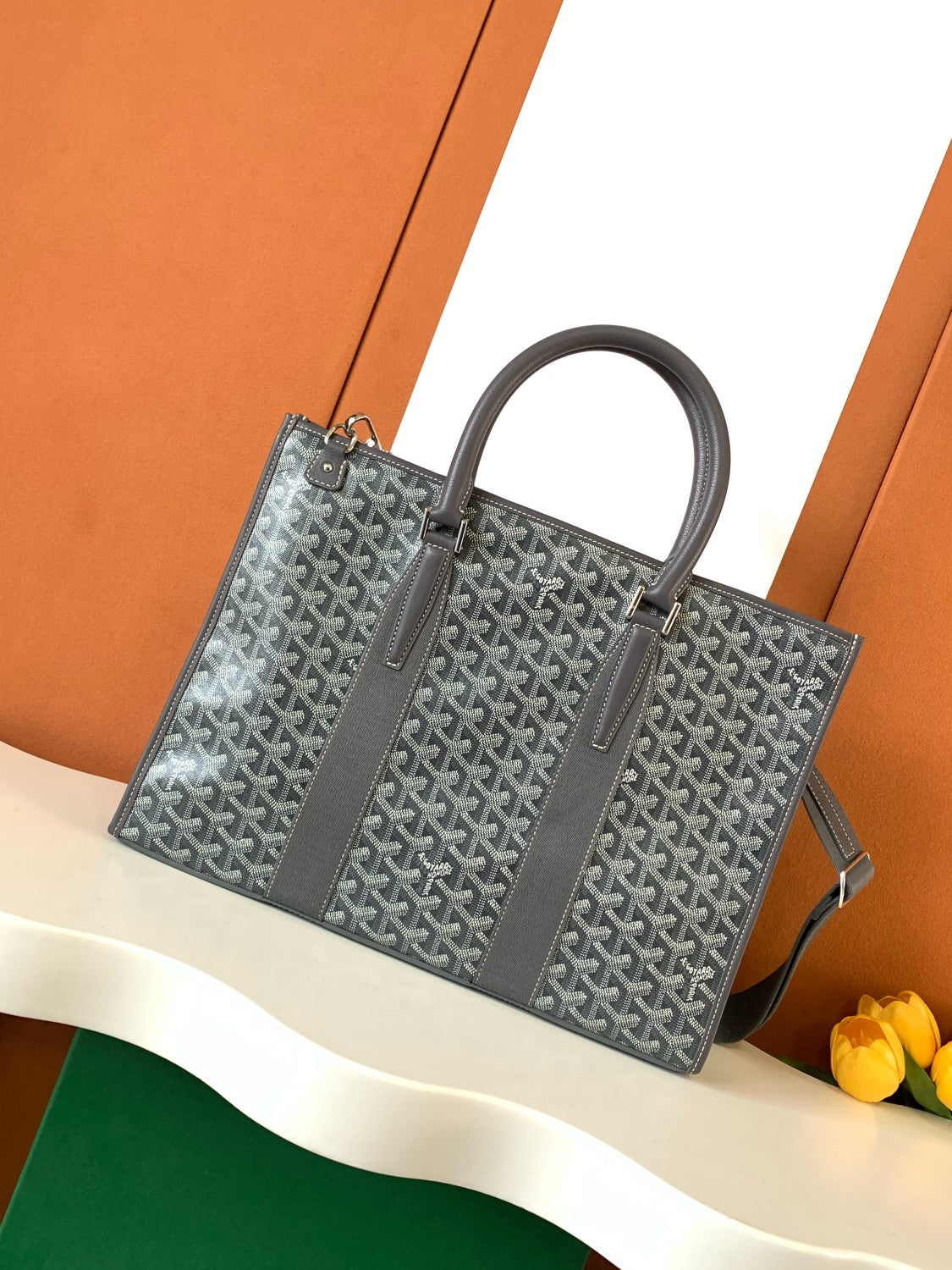 GOYARD Morvan Men's And Women's Y Word Old Flower Full Print Canvas Spell Cowhide Shoulder Crossbody Handbag Briefcase Bag Bags #76426