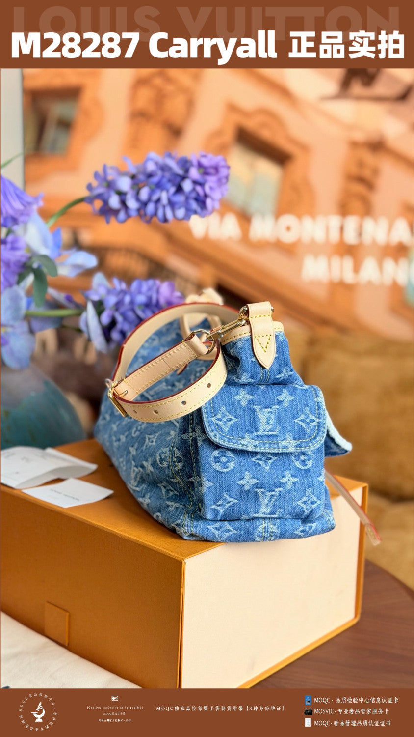 LOUIS VUITTON Carryall Cargo PM Monogram Denim Handbags M28287#379361