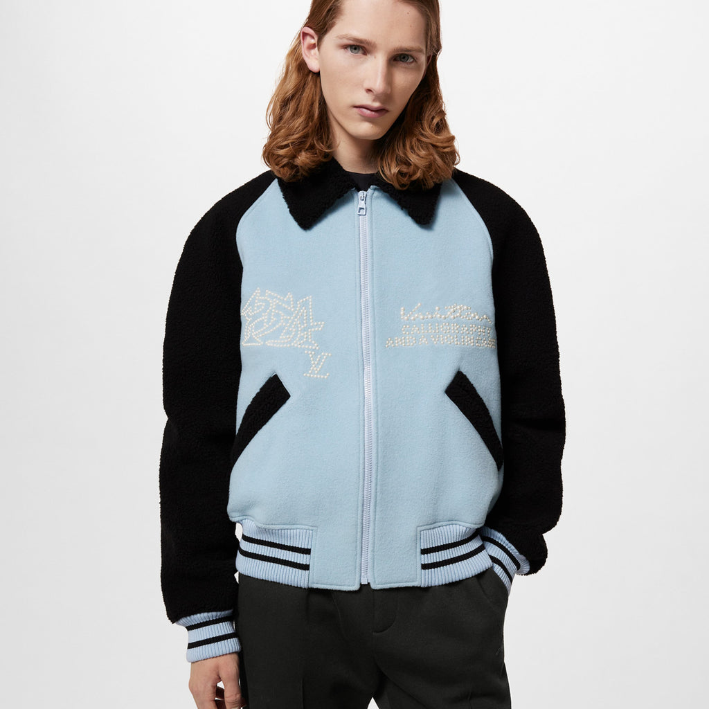 Louis Vuitton Men's Autumn and Winter Color Blocking Letter Logo Stripe Embroidery Long Sleeve Zipper Jacket #98858