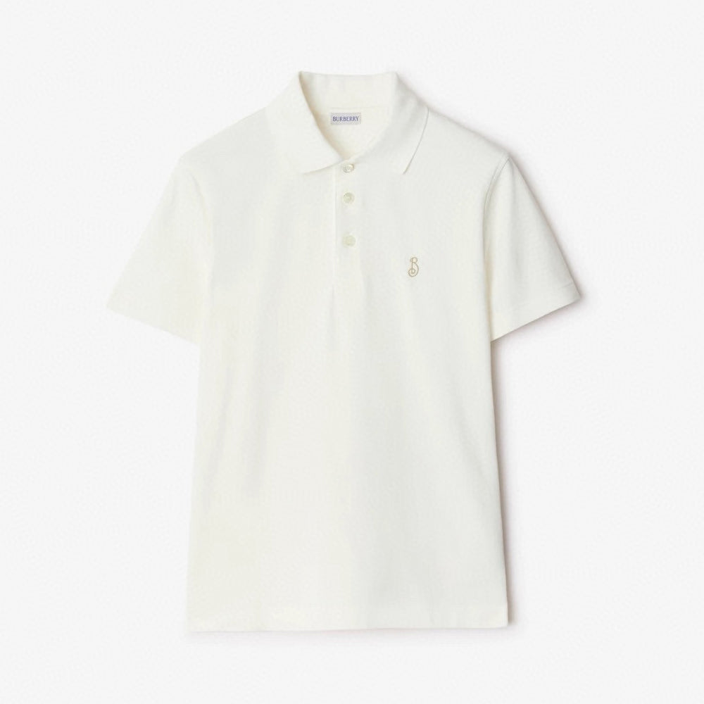 Burberry Men's Summer Solid Color Embroidered Logo Pearl Cotton Polo Neck Short Sleeve T-Shirt #77826