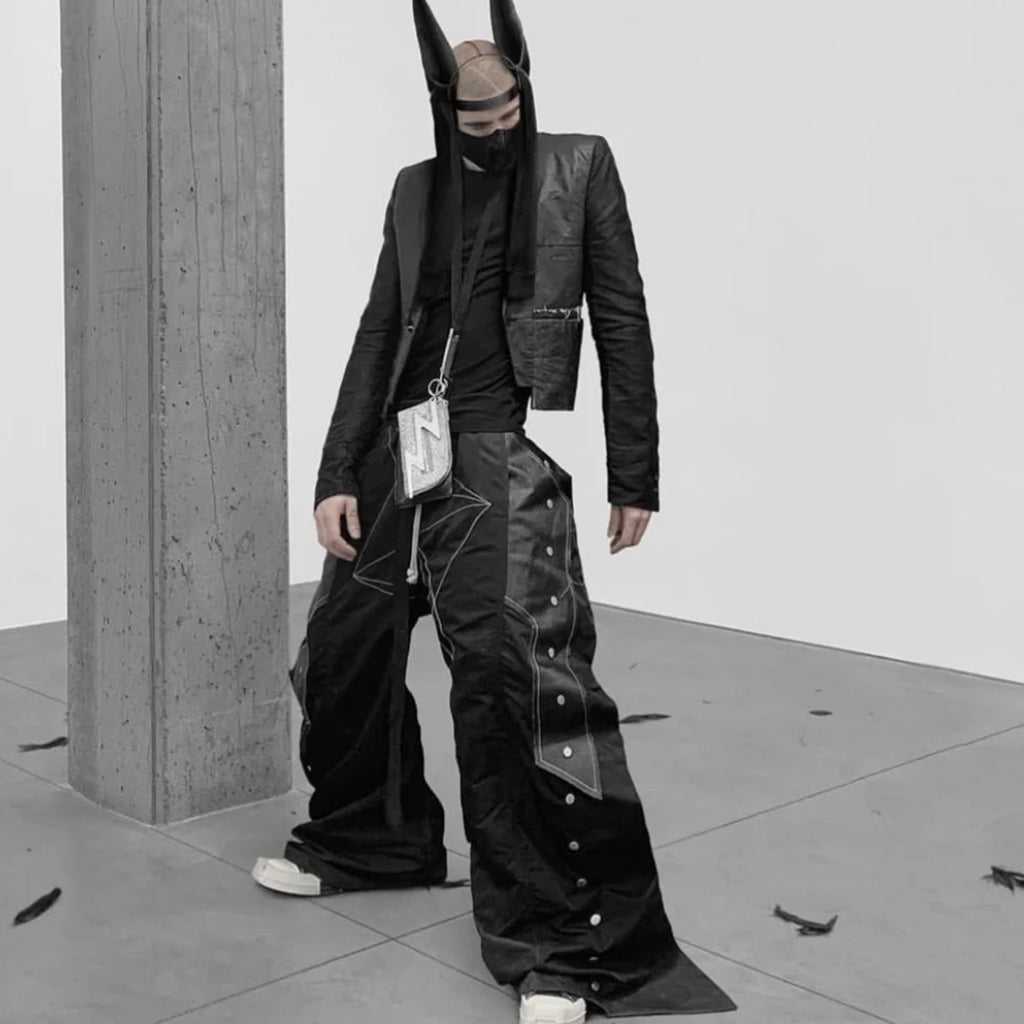 Rick Owens Men's Four Seasons Dark Line Button Workwear Pants Loose Retro Trend Drawstring Straight Leg Pants Ngvp #8779