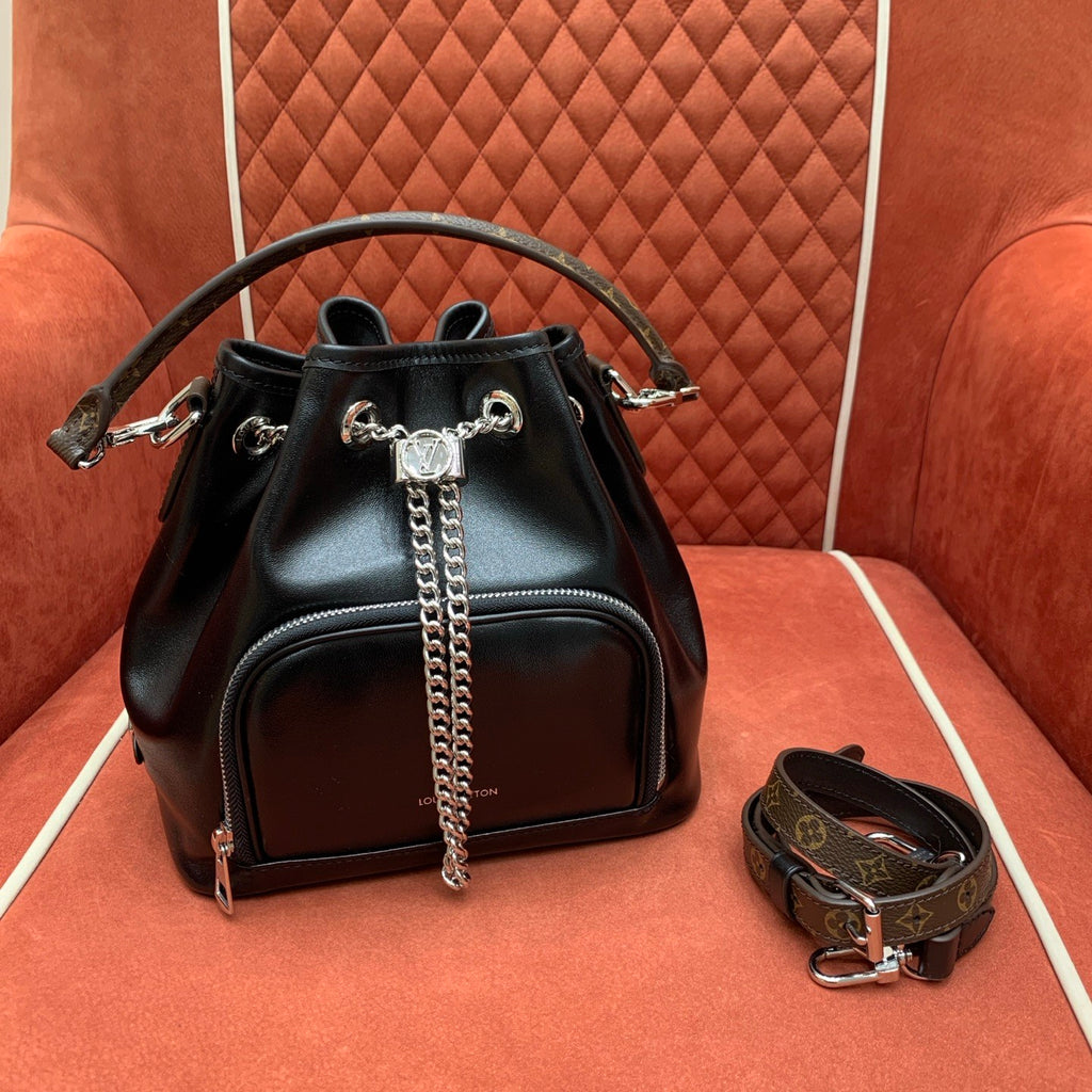 Louis Vuitton LV Women's Handbag NO WAY Black Lambskin Rock-Style Bucket Bag New Style Male And Lady M14377 #194550