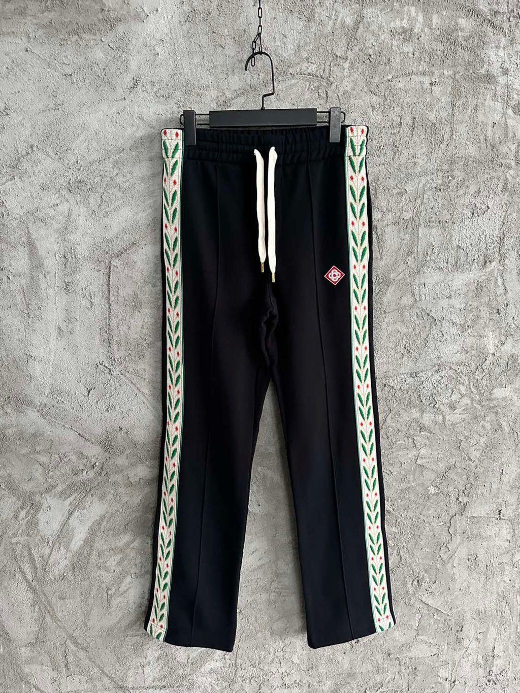 Casablanca Men's Solid Color Mid-Rise Straight Leg Cotton Long Lace-Up Casual Pants #75258