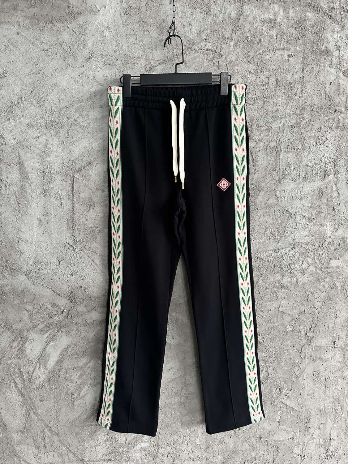 Casablanca Men's Solid Color Mid-Rise Straight Leg Cotton Long Lace-Up Casual Pants #75258