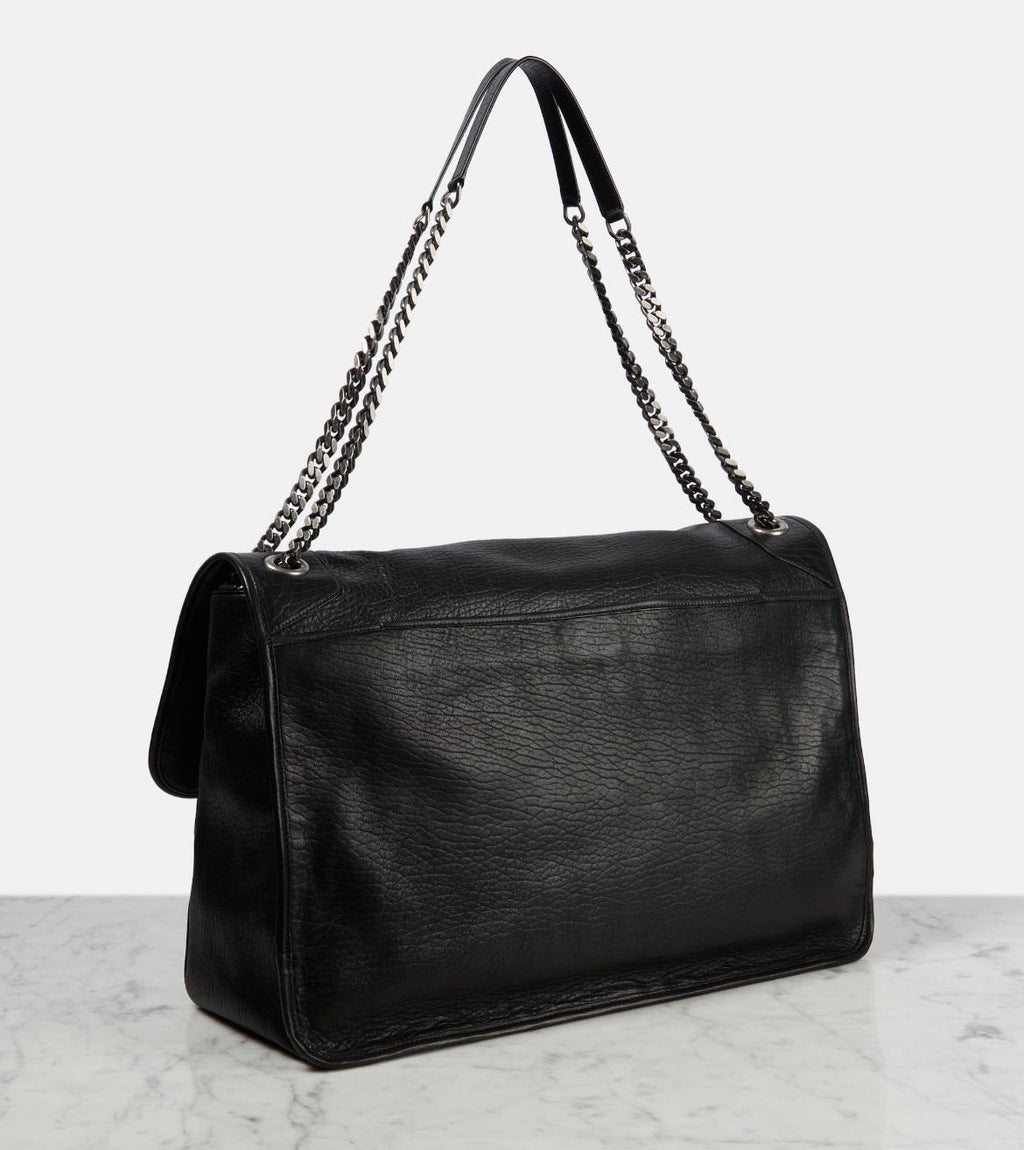 SAINT LAURENT Women's Monogram Logo Chain Grained Lambskin Niki Tote Vintage Black Oversized Bags #71456