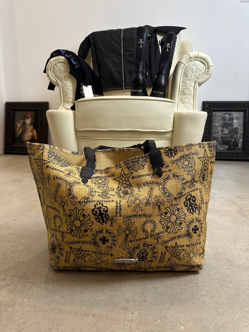 Chrome Hearts Men's And Women's Multi-pattern Cross-stitch Tote Bag Beach Bag 925 Sterling Silver Findings Bags #197458