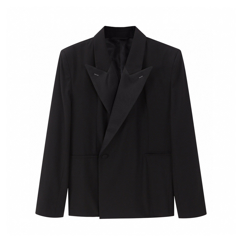 Givenchy Men's Women's Fall/Winter Logo Printed Wool Blend Lapel Loose Black Long Sleeve Blazer Jacket Ngvp #6944