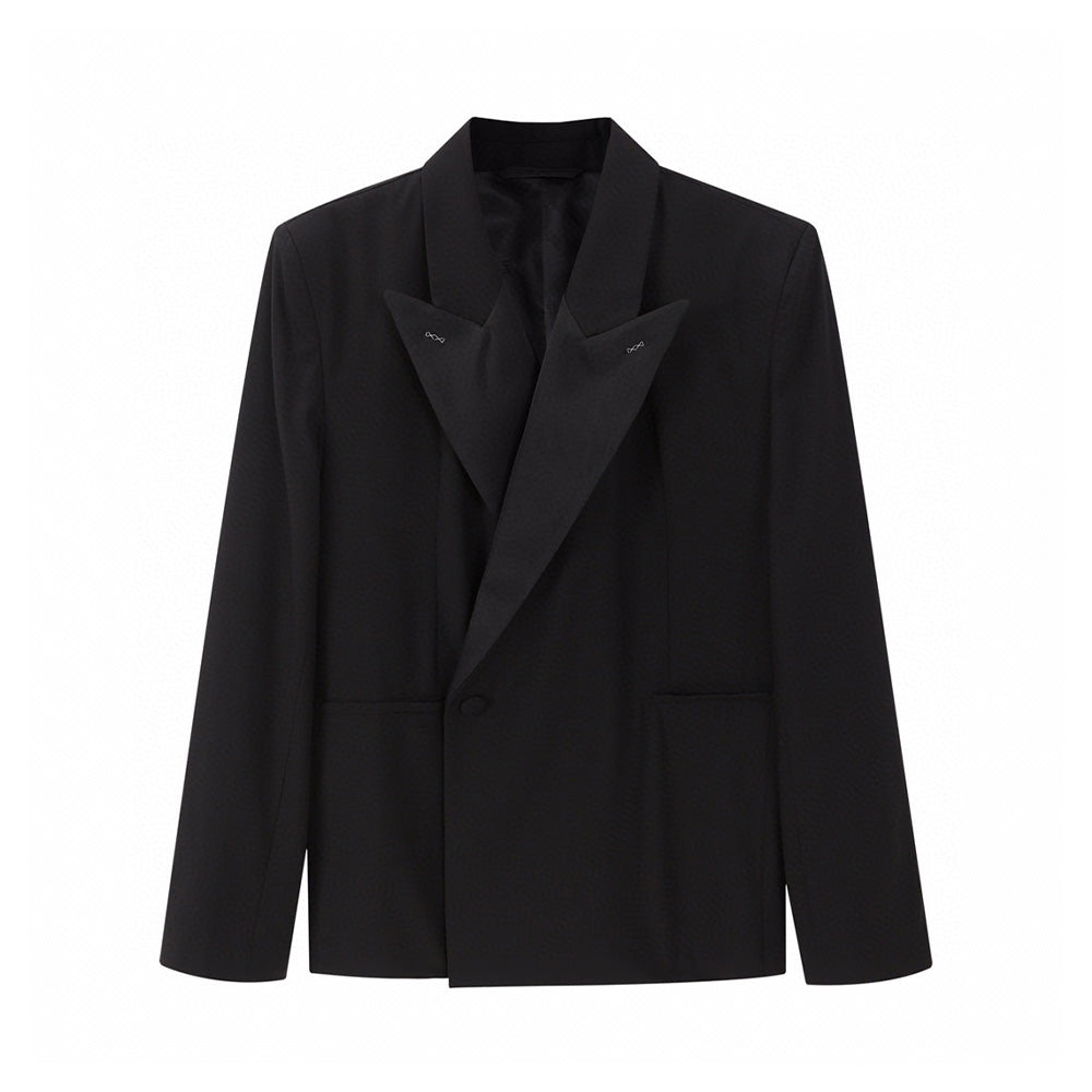 Givenchy Men's Women's Fall/Winter Logo Printed Wool Blend Lapel Loose Black Long Sleeve Blazer Jacket Ngvp #6944