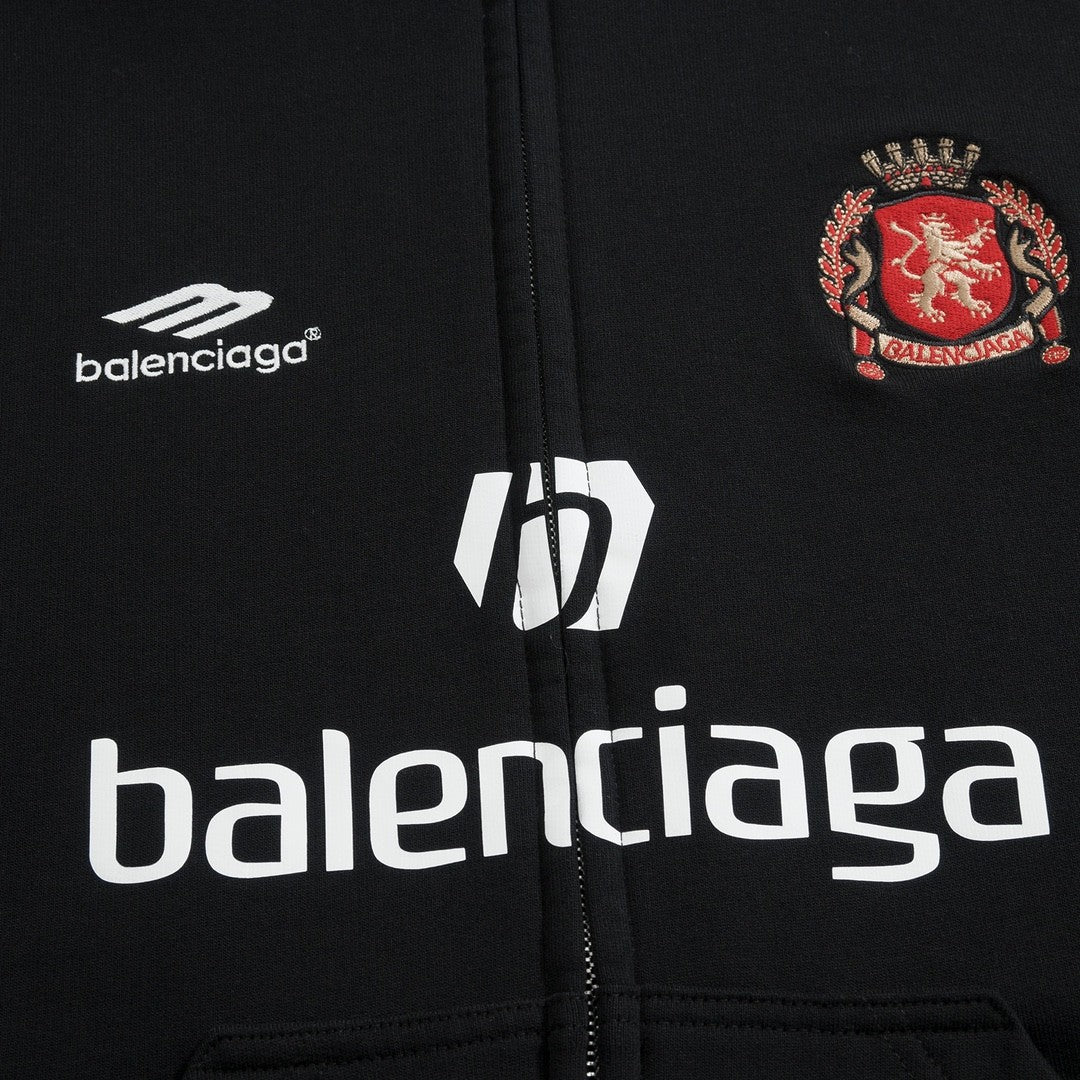 Balenciaga Men's And Women's Spring And Autumn Letter Print Logo Embroidered Knitted Fabric Hooded Zipper Sweatshirt  Jacket#77962