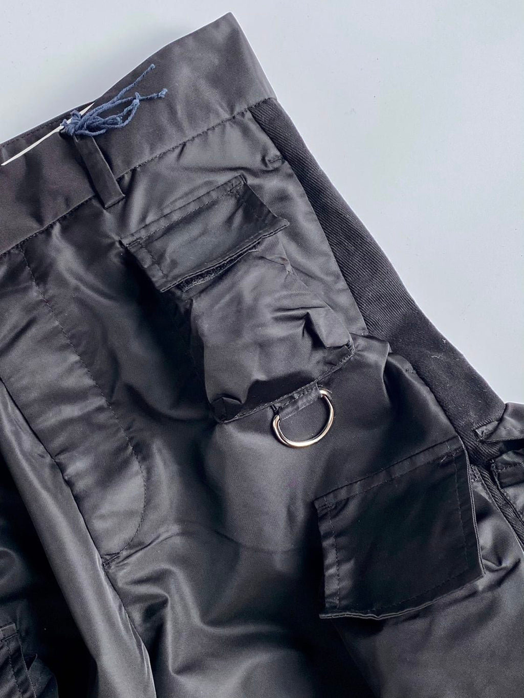 Prada Men's Spring and Autumn Black Triangle Label Multi-Pocket Zipper Nylon Workwear Long Pants #72861
