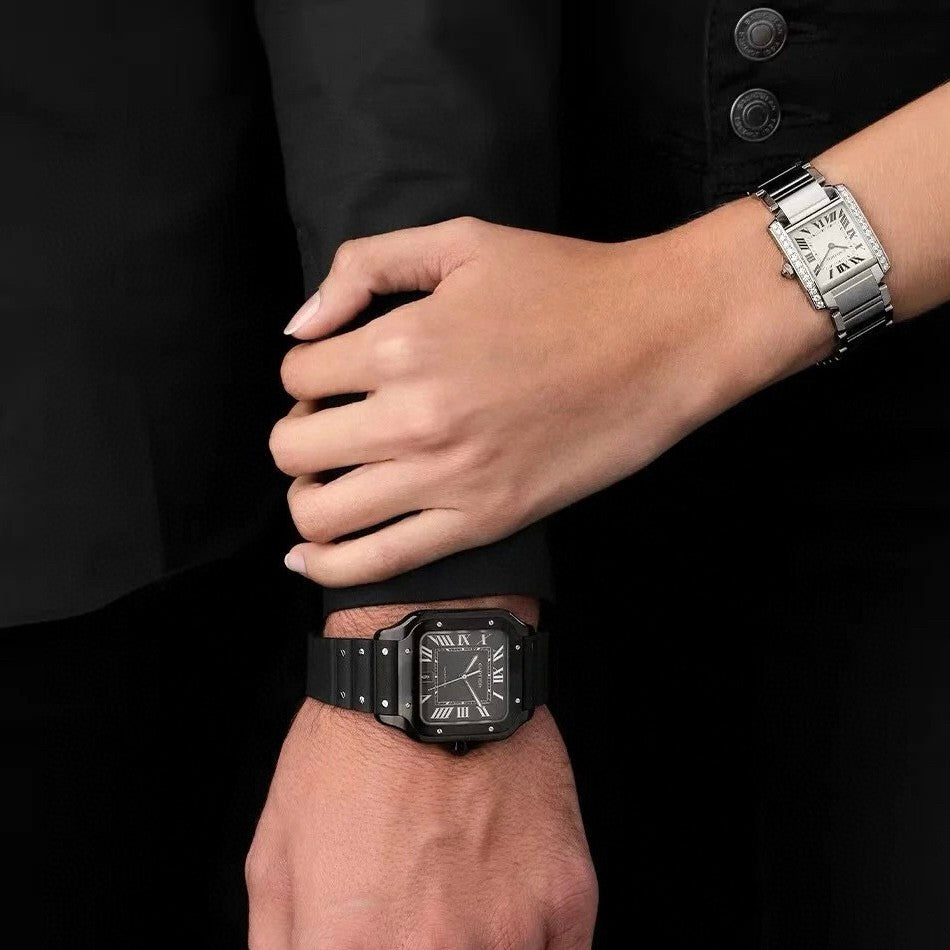 Cartier SANTOS DE CARTIER Men's Automatic Mechanical Movement 100m Water Resistant Date Display 40 mm Black Mechanical Watch #77182