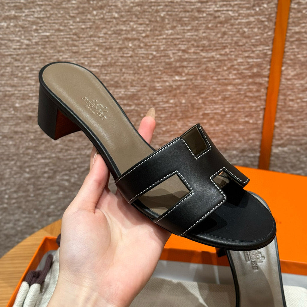 Hermes Oasis Women's Summer Solid Colour One Stirrup High Heel Slipper Shoes #76933