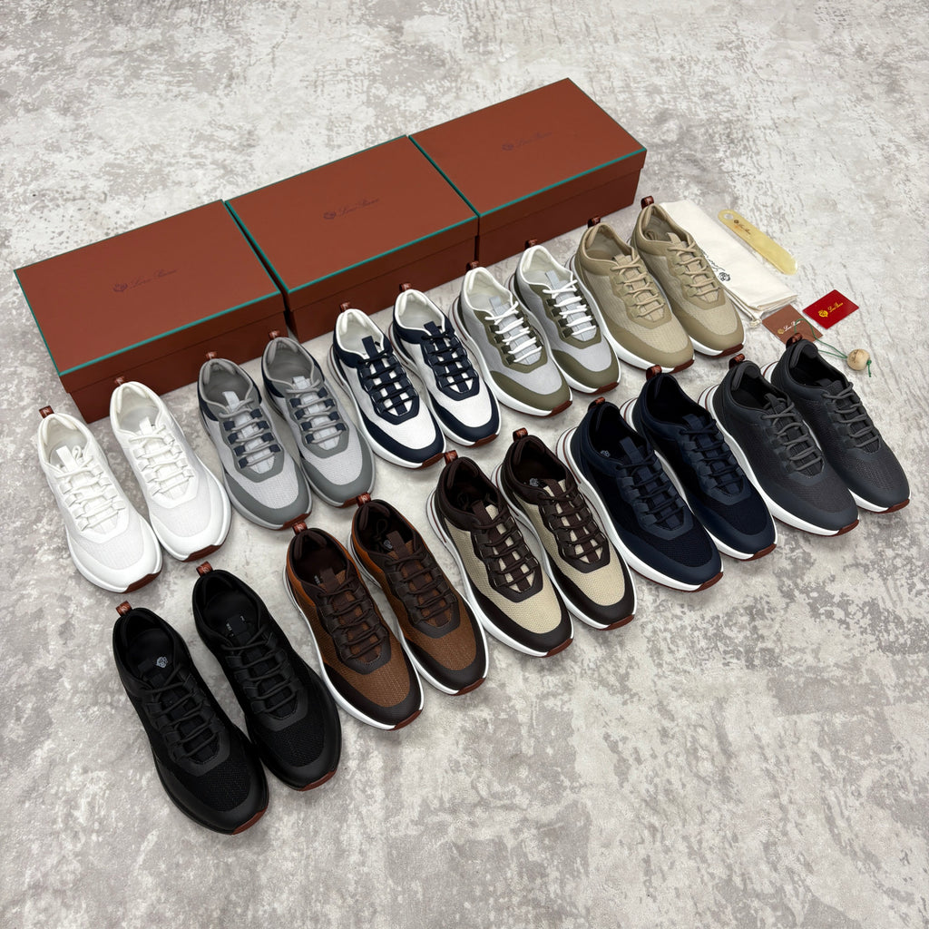 Loro Piana Week End Walk Mesh Cowhide Suede Casual Sneakers #381648