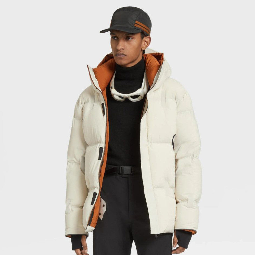 Ermenegildo Zegna Men's Winter Solid Colour Casual Zip Hooded Long Sleeve Fashion Loose Puffer Down Jacket Coat Ngvp #7441