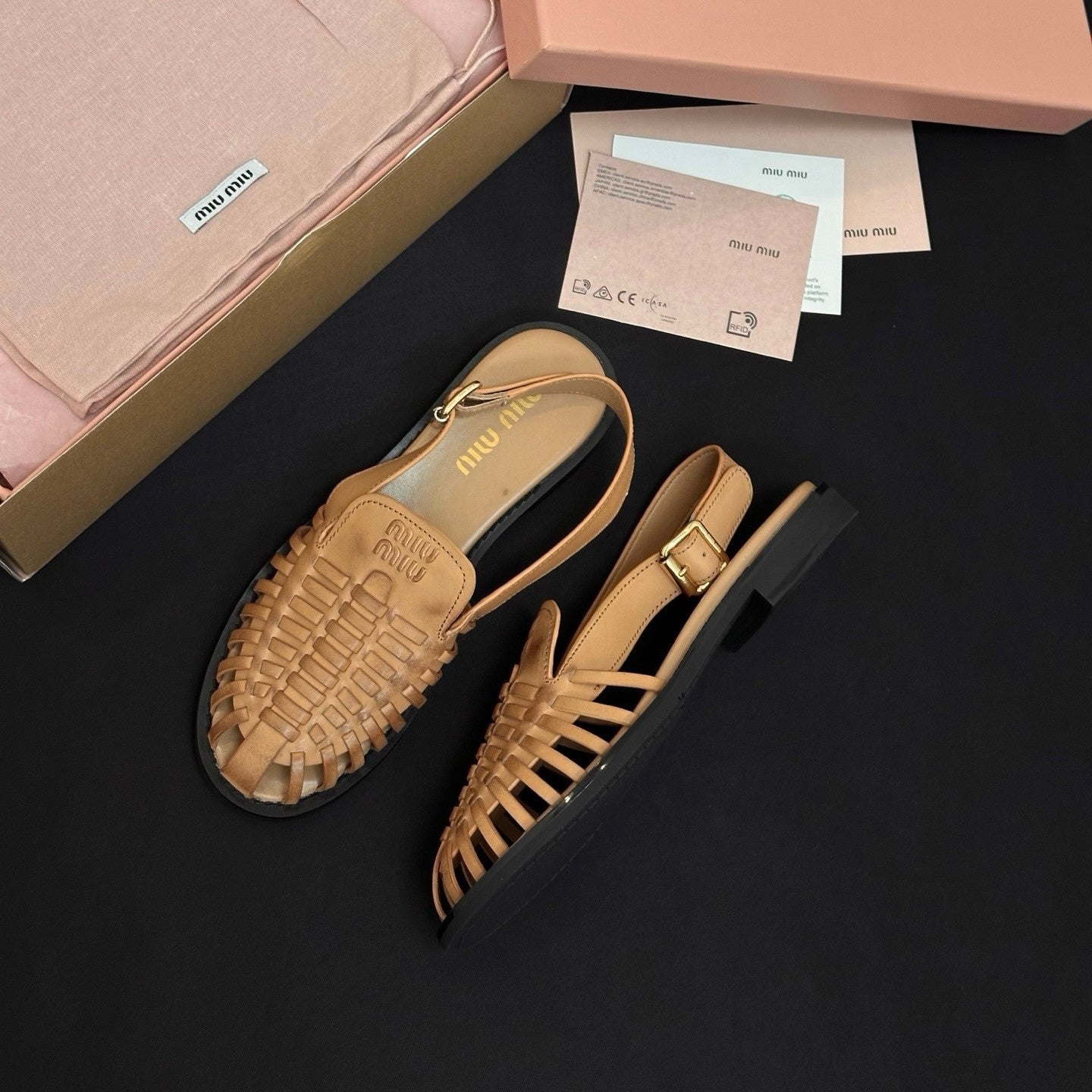 MiuMiu Coffee Leather Slingback Loafers #386850