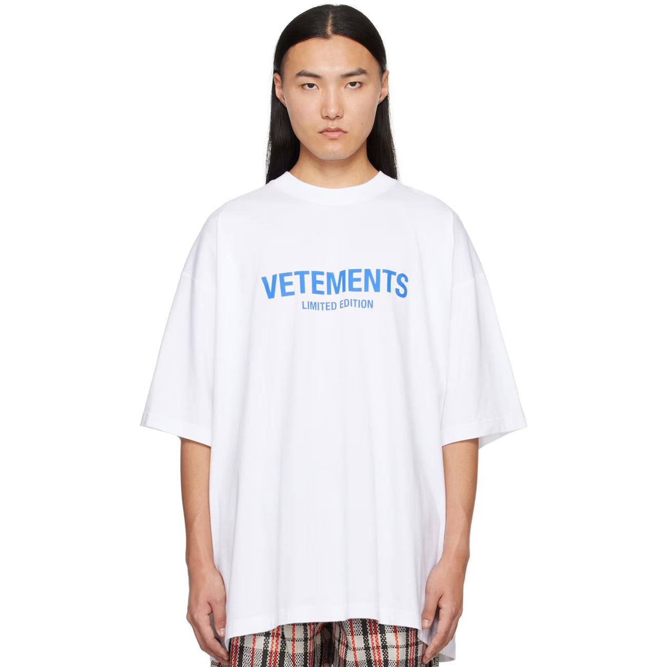 Vetements Men's and Women's Summer Letter Logo Printed Solid Colour Drop Shoulder Short Sleeve T-Shirt #99272