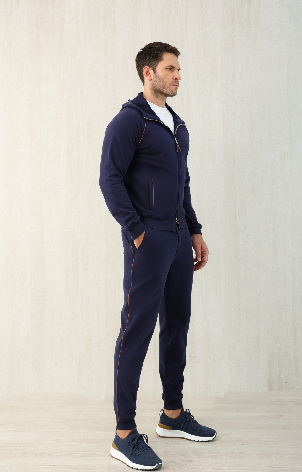 Brunello Cucinelli Men's Techno Cotton French Terry Hooded Long Sleeve Casual Athletic Sweatshirt Solid Color Zipper Spring Jacket Ngvp #1675