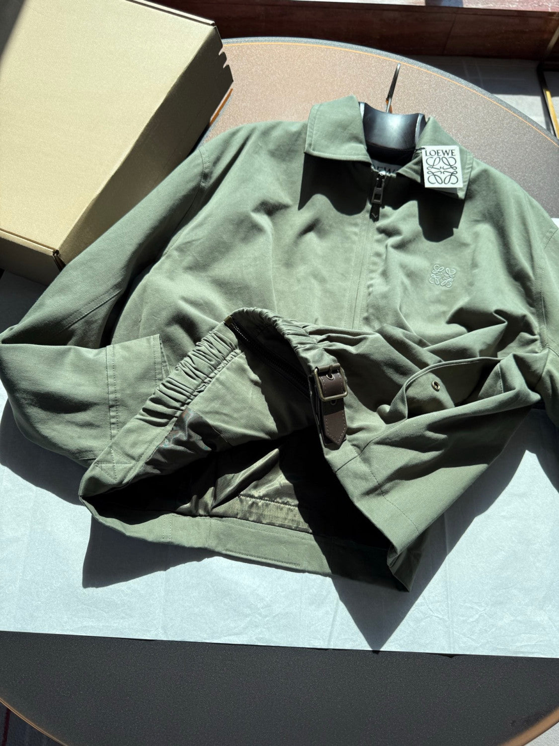 LOEWE Belted jacket Pants cotton Green #334233