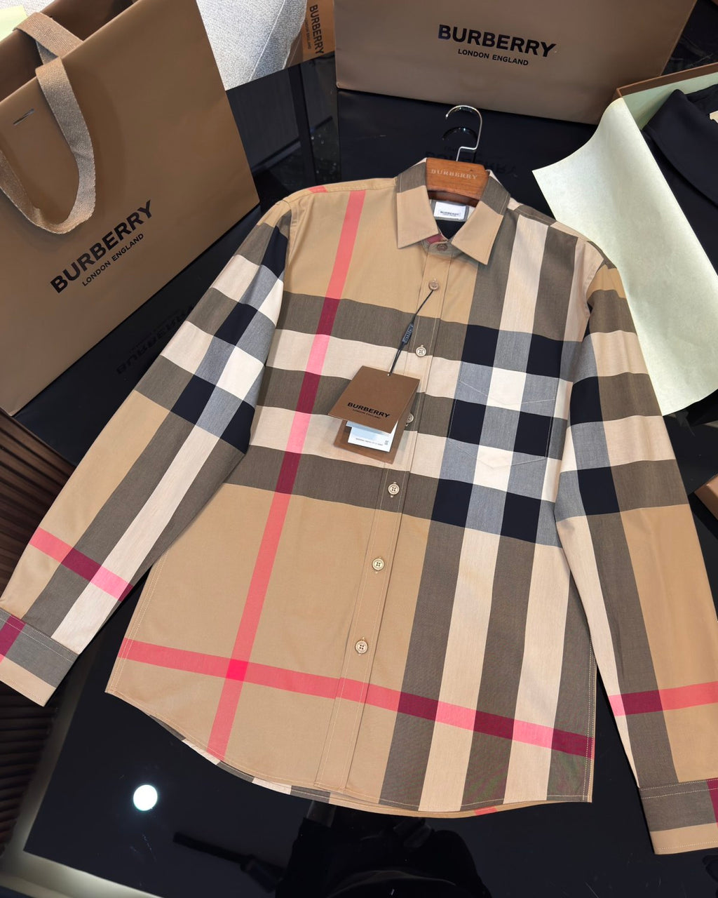 Burberry Men's Spring/Summer Checkered Print Single-Breasted Long-Sleeved Shirt #77498