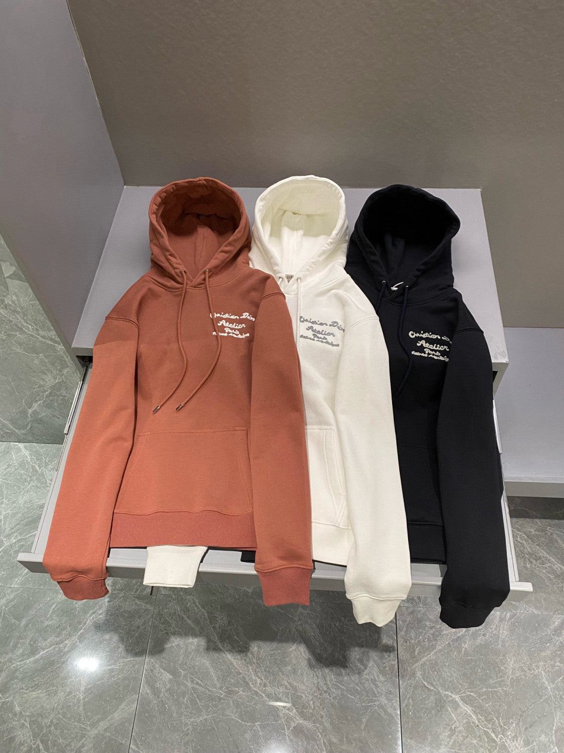 Dior Men's Autumn and Winter Solid Colour Embroidered Logo Pullover Thickened Hooded Sweatshirt #97852