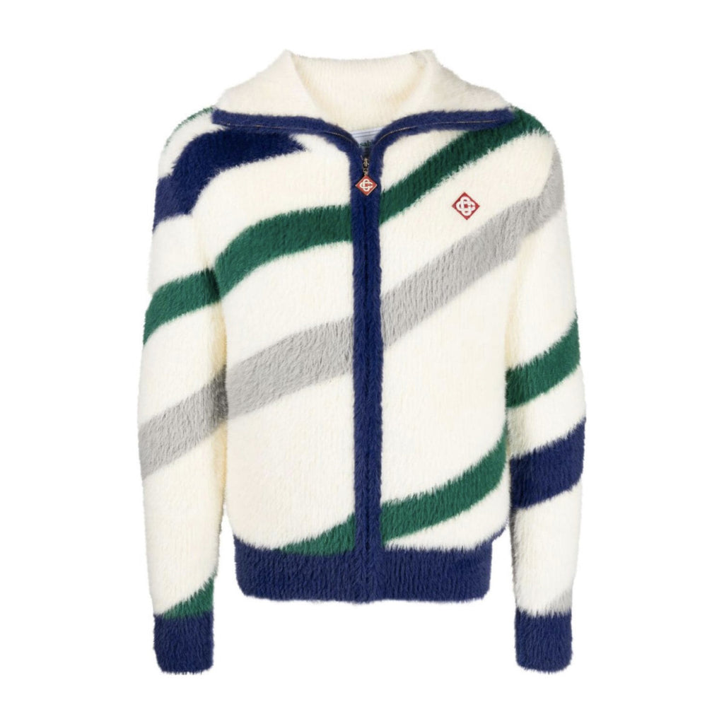 Casablanca Men's Fall and Winter Brushed Texture Slanted Stripe Pattern Long Sleeve Sweatshirt Zipper Jacket #72716