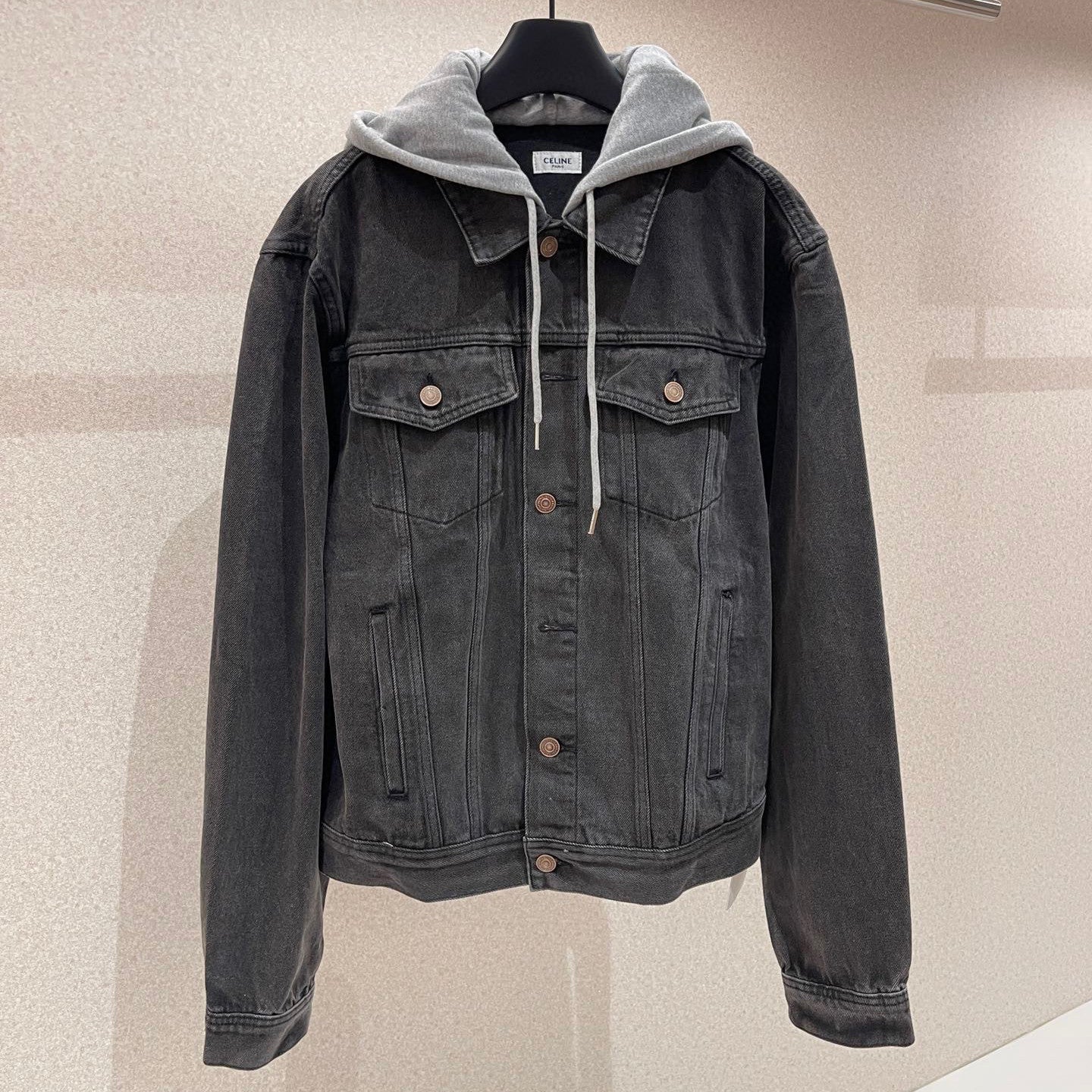 Celine Denim Hooded Jacket Black #95173