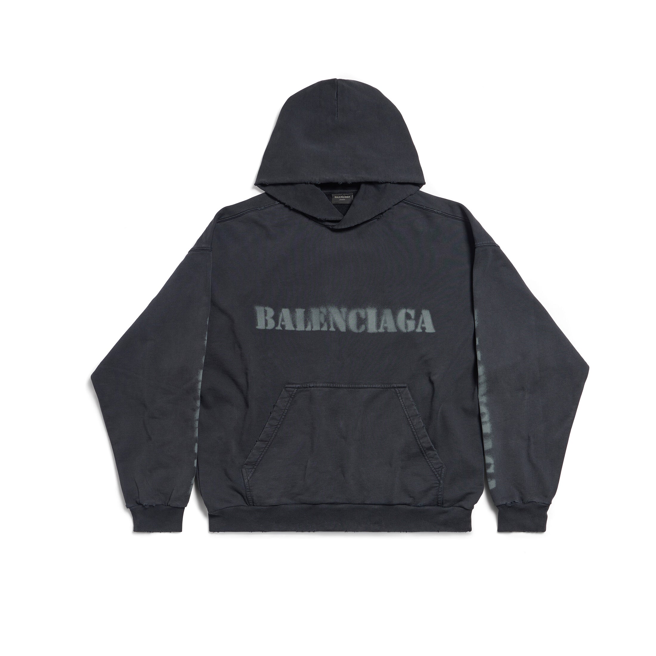 Balenciaga STENCIL TYPE HOODIE Men's Women's Spring & Fall Medium Fit Hooded Sweatshirt Kangaroo Pocket Print Fashion High Street Retro Trend Pullover Hoodie #71614
