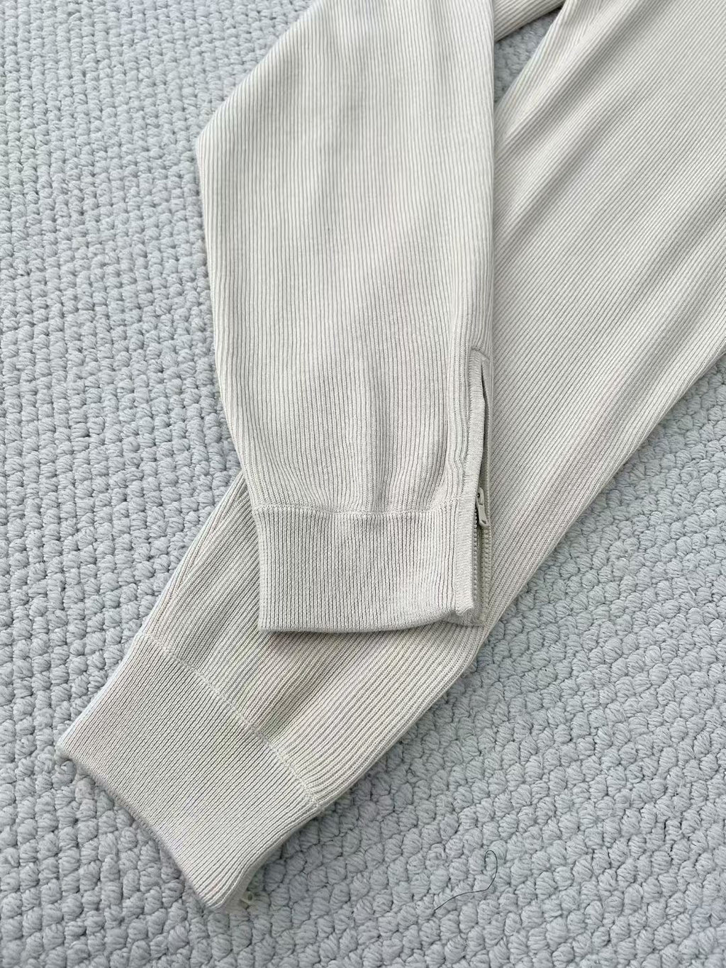 Brunello Cucinelli Men's Spring/autumn Fashion Casual Solid Color Logo Zipper Hoodie Ribbed Cotton Knit Pants Zipper Cuffs Suit Set #78353