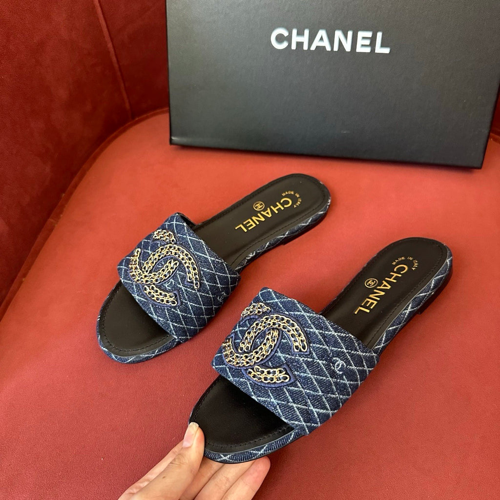 Chanel Women's Spring Summer Leather Logo Slippers Solid Color Woven Shoes Fashion Casual Trend Elegant Sandals #81417