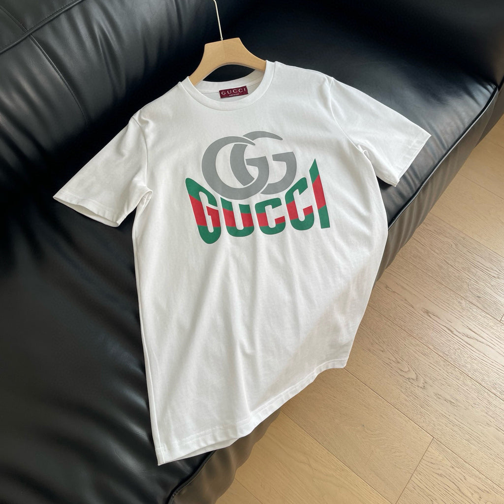Gucci Men's Summer Monogram Printed Round Neck Cotton Short Sleeve T-Shirt #76681