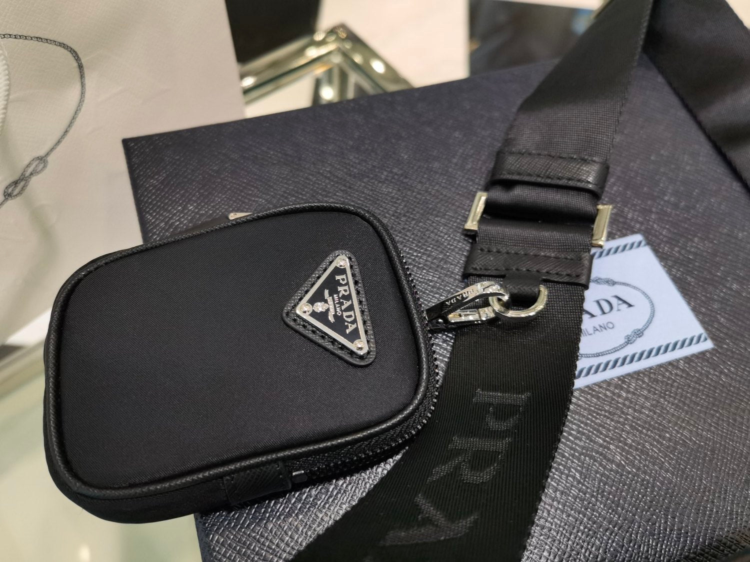 Prada Re-Nylon And Saffiano Men's And Women's Solid Color Fashion Casual Logo Triangle Emblem Minimalist Stylish Nylon Crossbody Bag Shoulder Bag Bags #79176