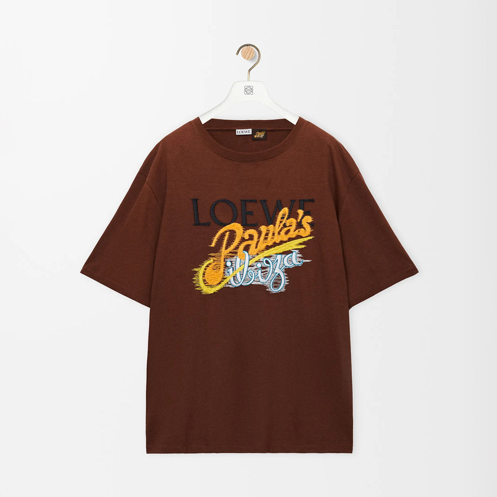 Loewe Men's Summer Embroidered Letter Print Solid Colour Cotton Round Neck Short Sleeve T-Shirt #76791