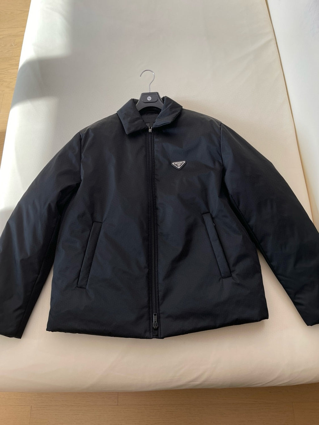 Prada Men's Fall And Winter Black Nylon Waterproof Zipper Puffer Down Long Sleeve Jacket #74697