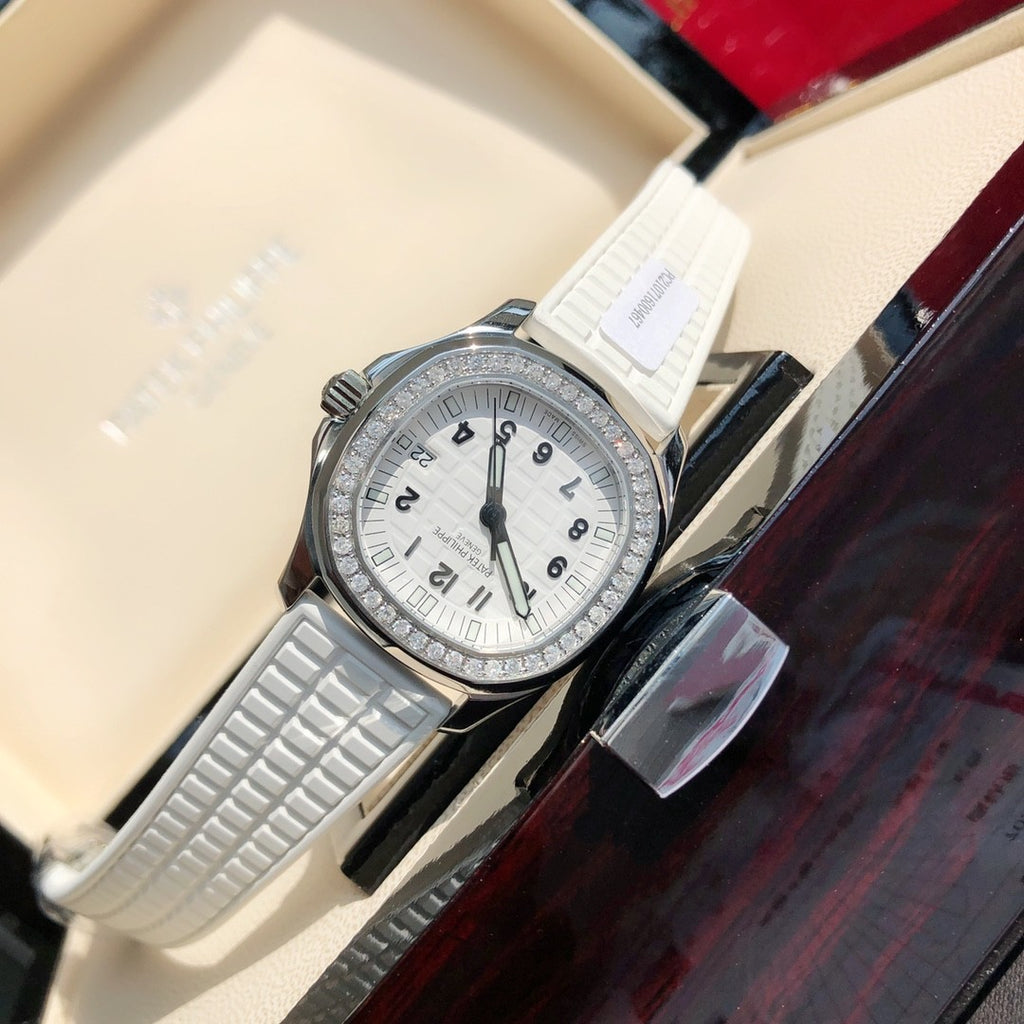 Patek Philippe Women's Quartz 100M Water Resistant Solid Color Dial Rubber Strap Watch #75754