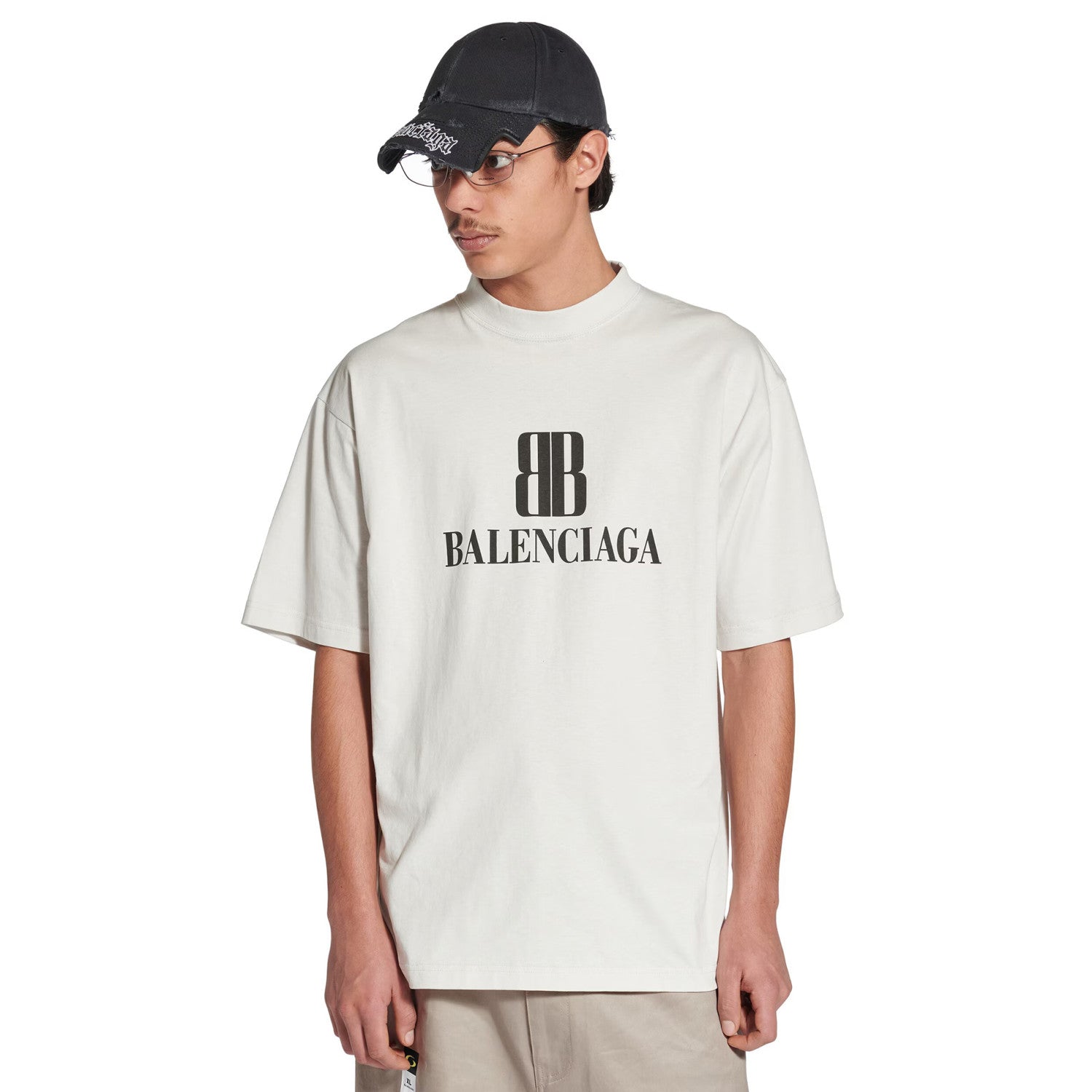 Balenciaga Men's Summer Solid Color Letter Print Round Neck Cotton Short Sleeve T-Shirt #77751