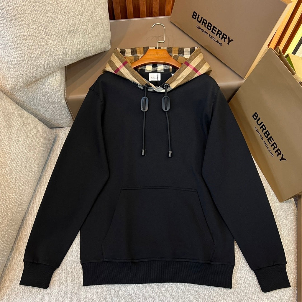 Burberry Men's Spring and Autumn Checkered Printed Hooded Long Sleeve Sweatshirt Pullover #72527